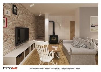 osiedle słoneczne II, projekt koncepcyjny, styl rustykalny - salon