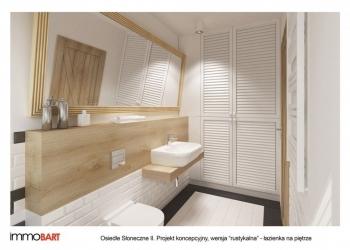 osiedle słoneczne II, projekt koncepcyjny, styl rustykalny - łazienka na piętrze