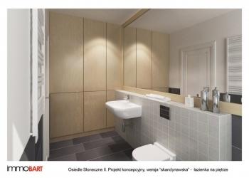 osiedle słoneczne II, projekt koncepcyjny, styl skandynawski - łazienka na piętrze 2