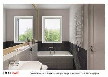 osiedle słoneczne II, projekt koncepcyjny, styl skandynawski - łazienka na piętrze